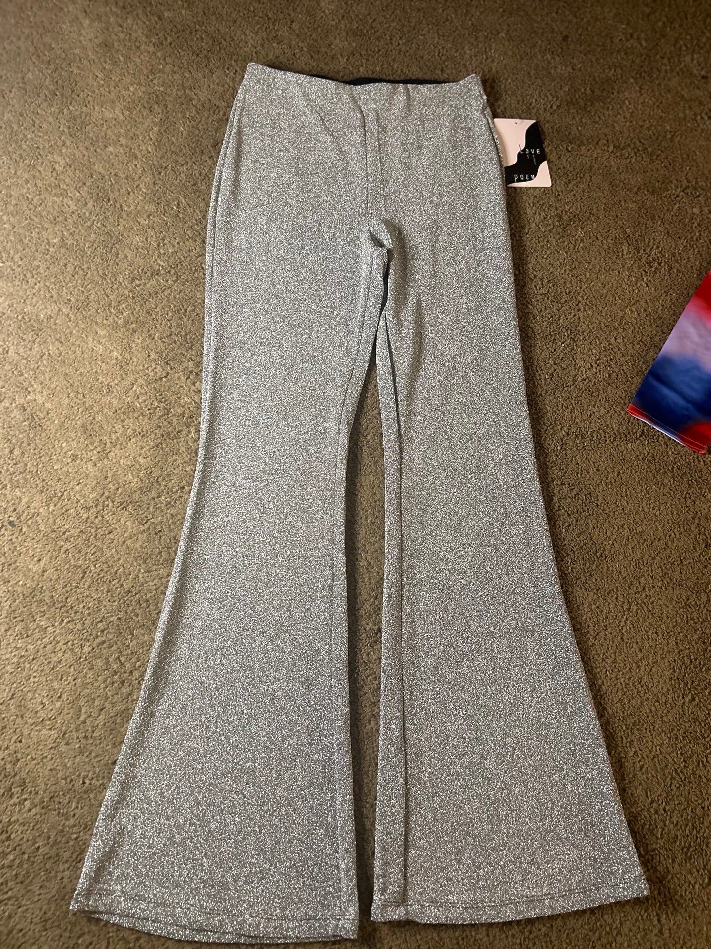 Grey Glitter Bell Bottoms