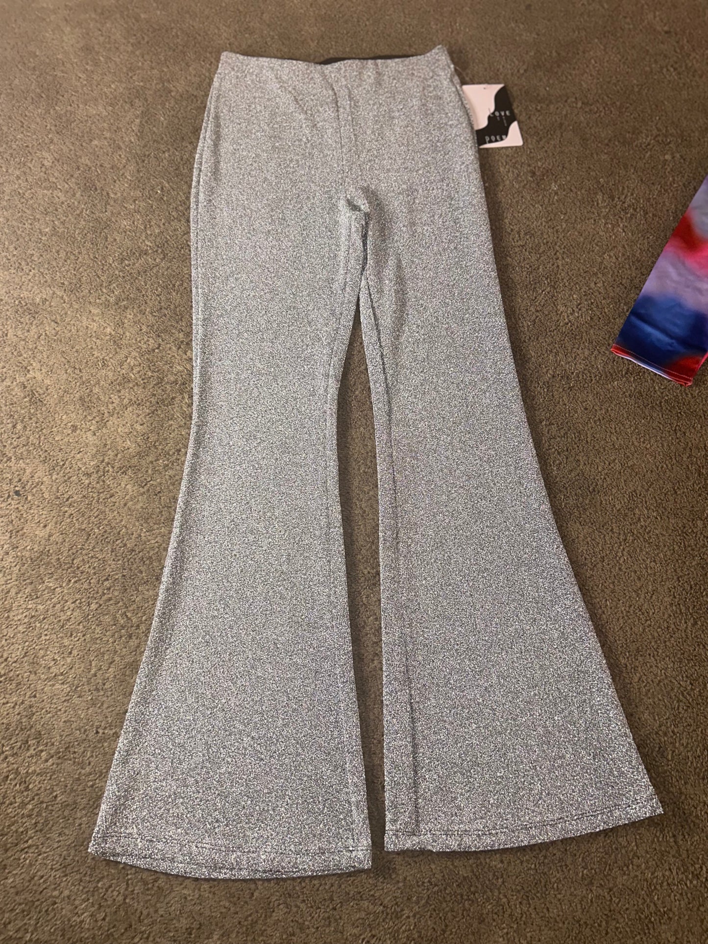 Grey Glitter Bell Bottoms